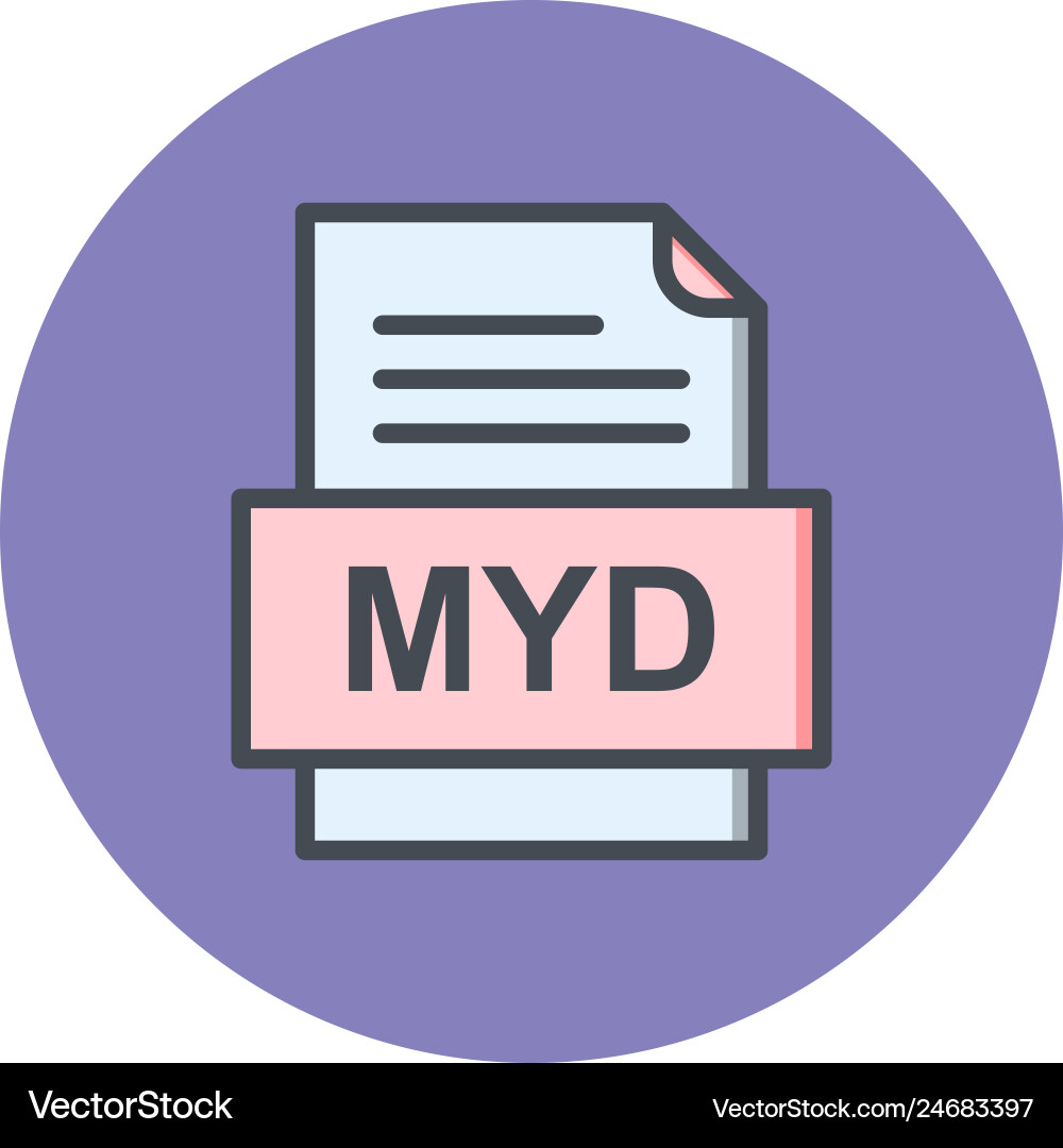 Myd file document icon Royalty Free Vector Image