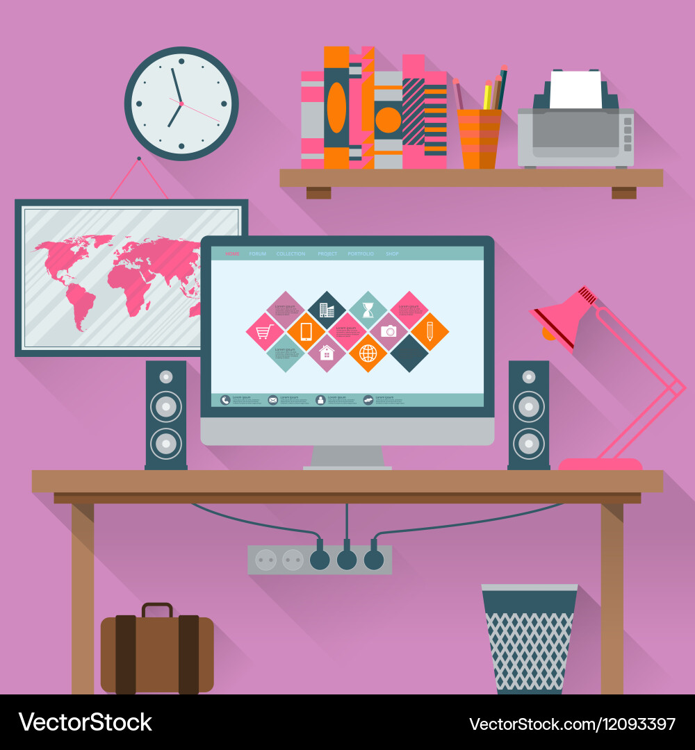 Office has a computer Royalty Free Vector Image