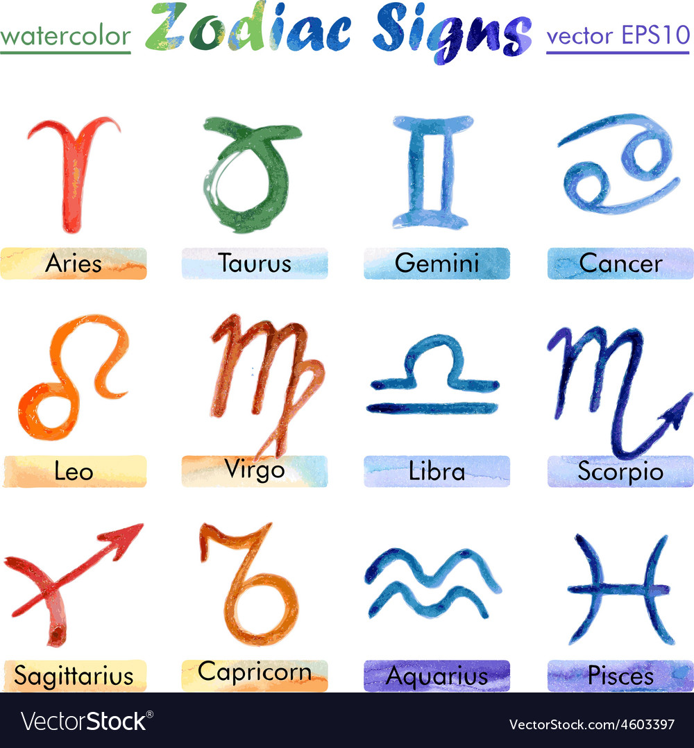 Signs of the zodiac watercolor Royalty Free Vector Image