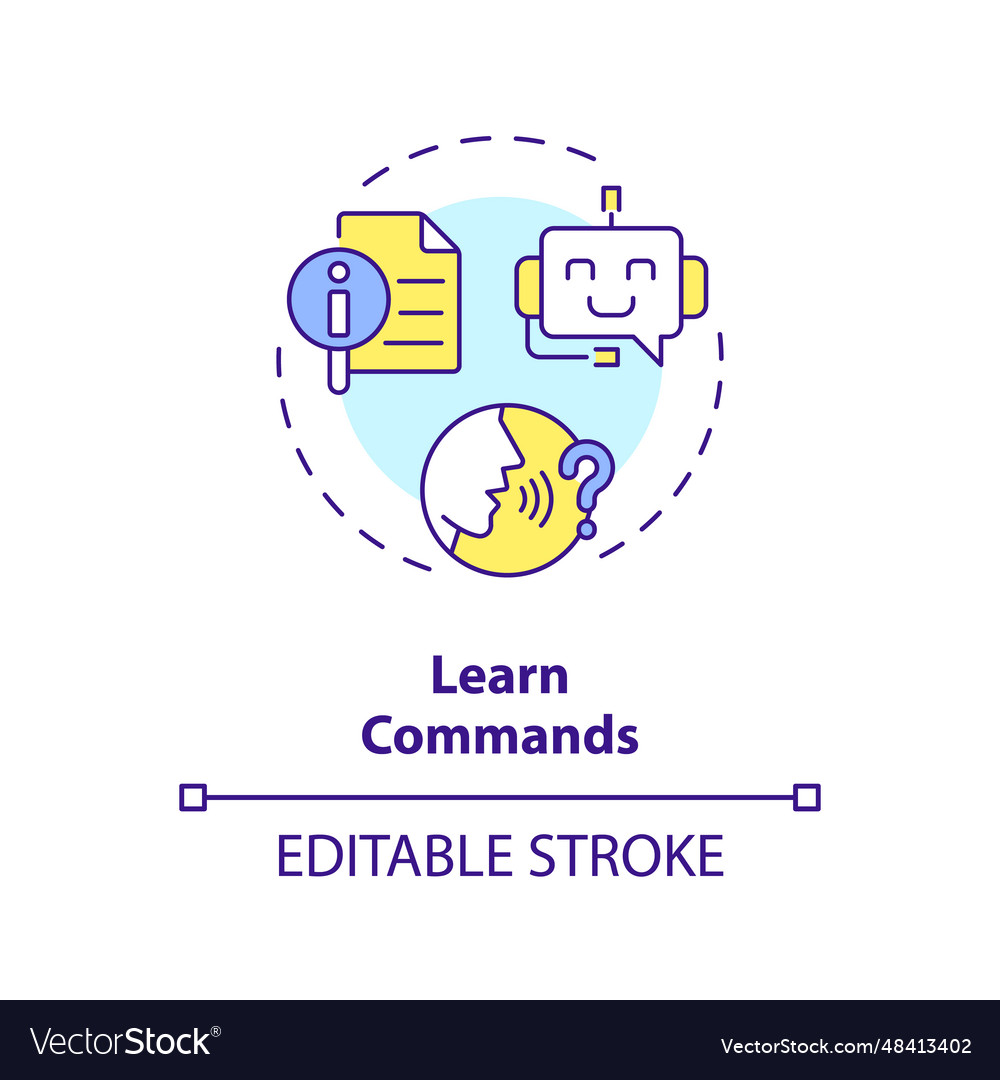 2d customizable learn commands line icon concept Vector Image