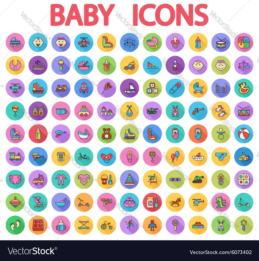 Baby flat icon set