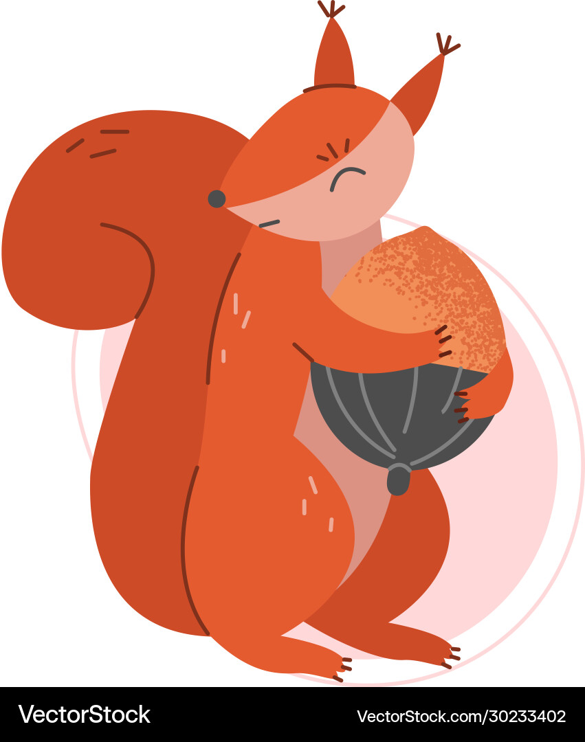 Cartoon squirrel holding acorn with its paws Vector Image