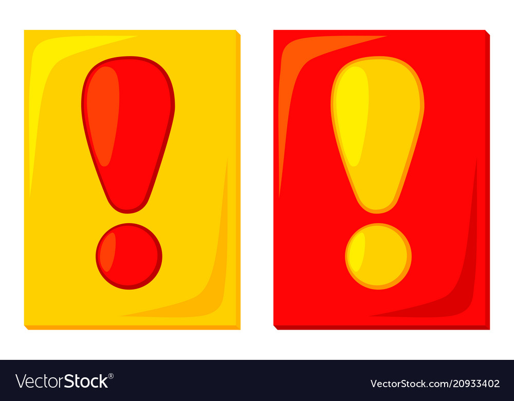 Colorful cartoon red yellow attention cards