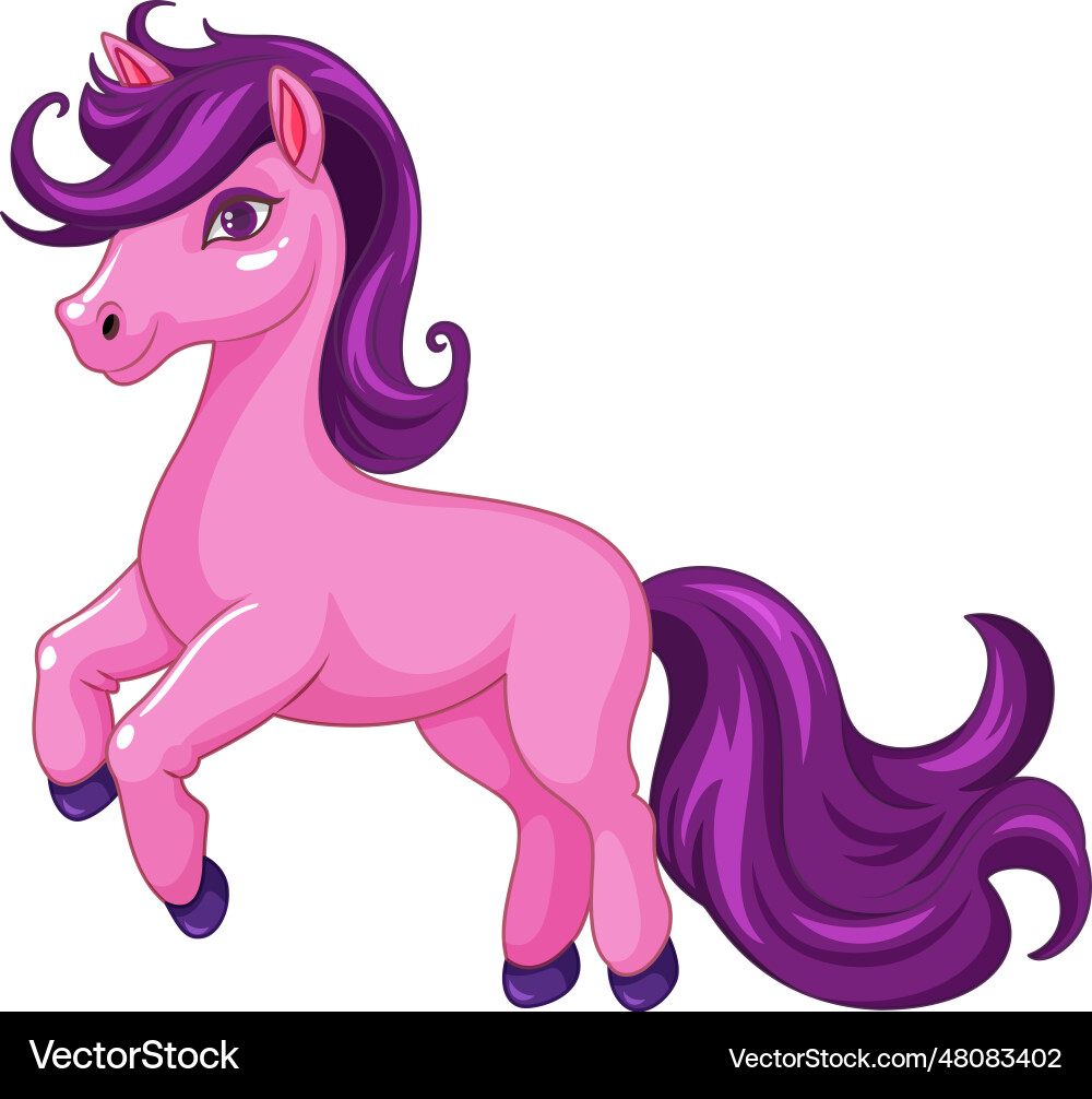 Cute pink unicorn cartoon character Royalty Free Vector