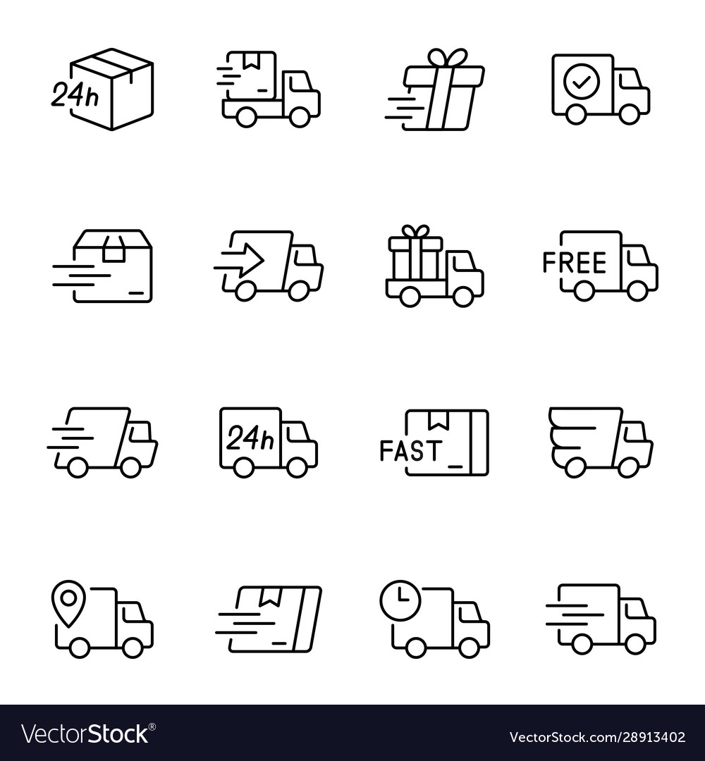 Express delivery service linear icons set vector image Express delivery service linear icons set