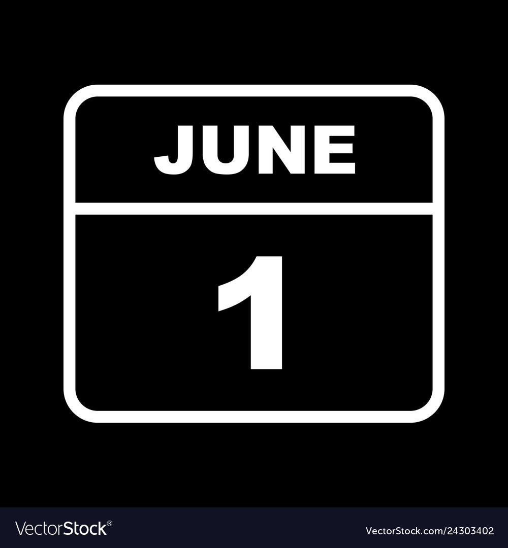 June 1st date on a single day calendar Royalty Free Vector