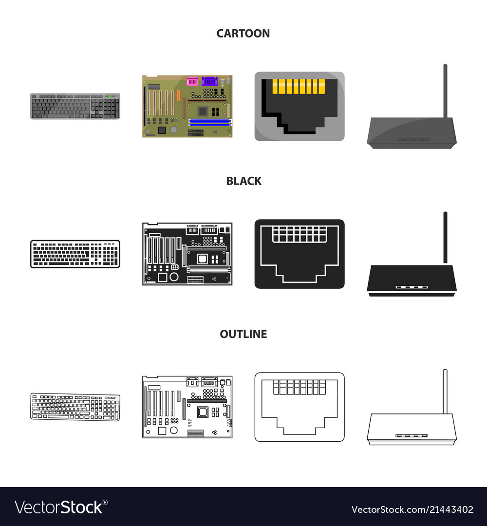 Keyboard router motherboard and connector Vector Image