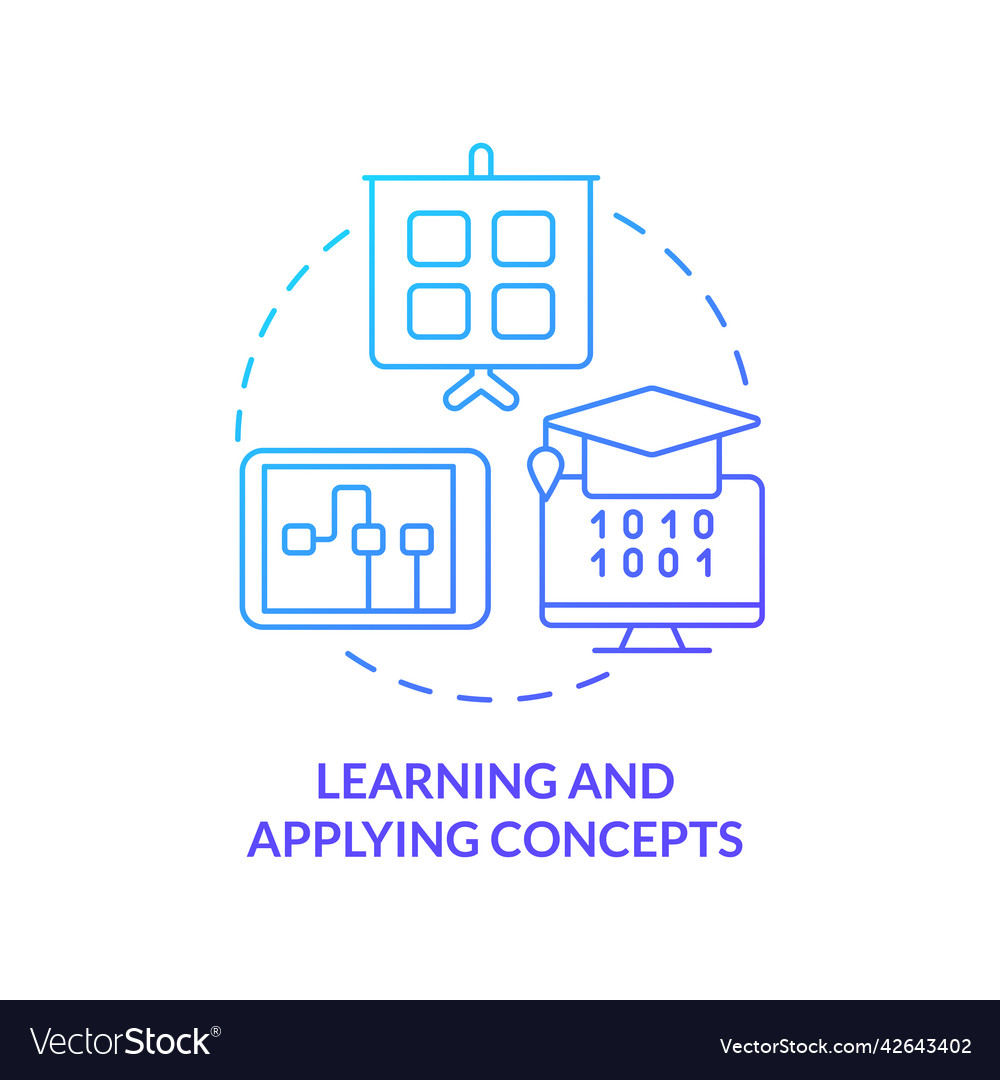 Learn and apply concepts blue gradient concept Vector Image