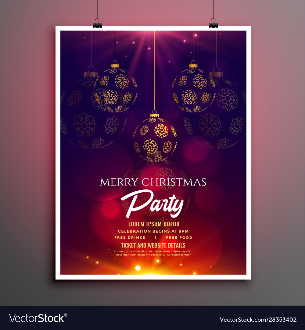 Merry christmas party invitation flyer template Vector Image Intended For Free Christmas Party Flyer Templates