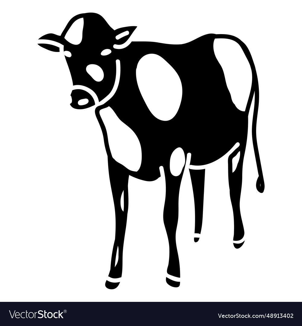 Milk cow frontal silhouette Royalty Free Vector Image