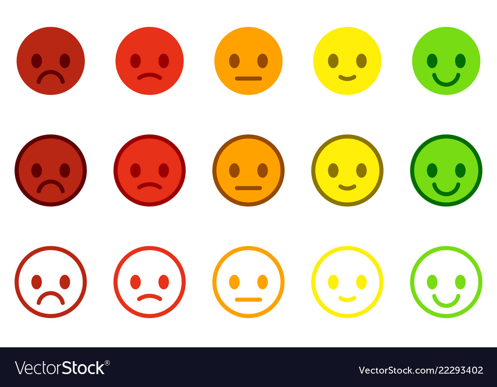 Set satisfaction scales with colorful smileys Vector Image