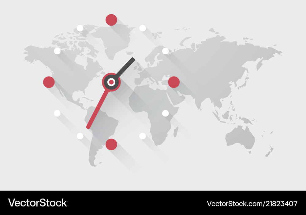 Clock on the world map Royalty Free Vector Image