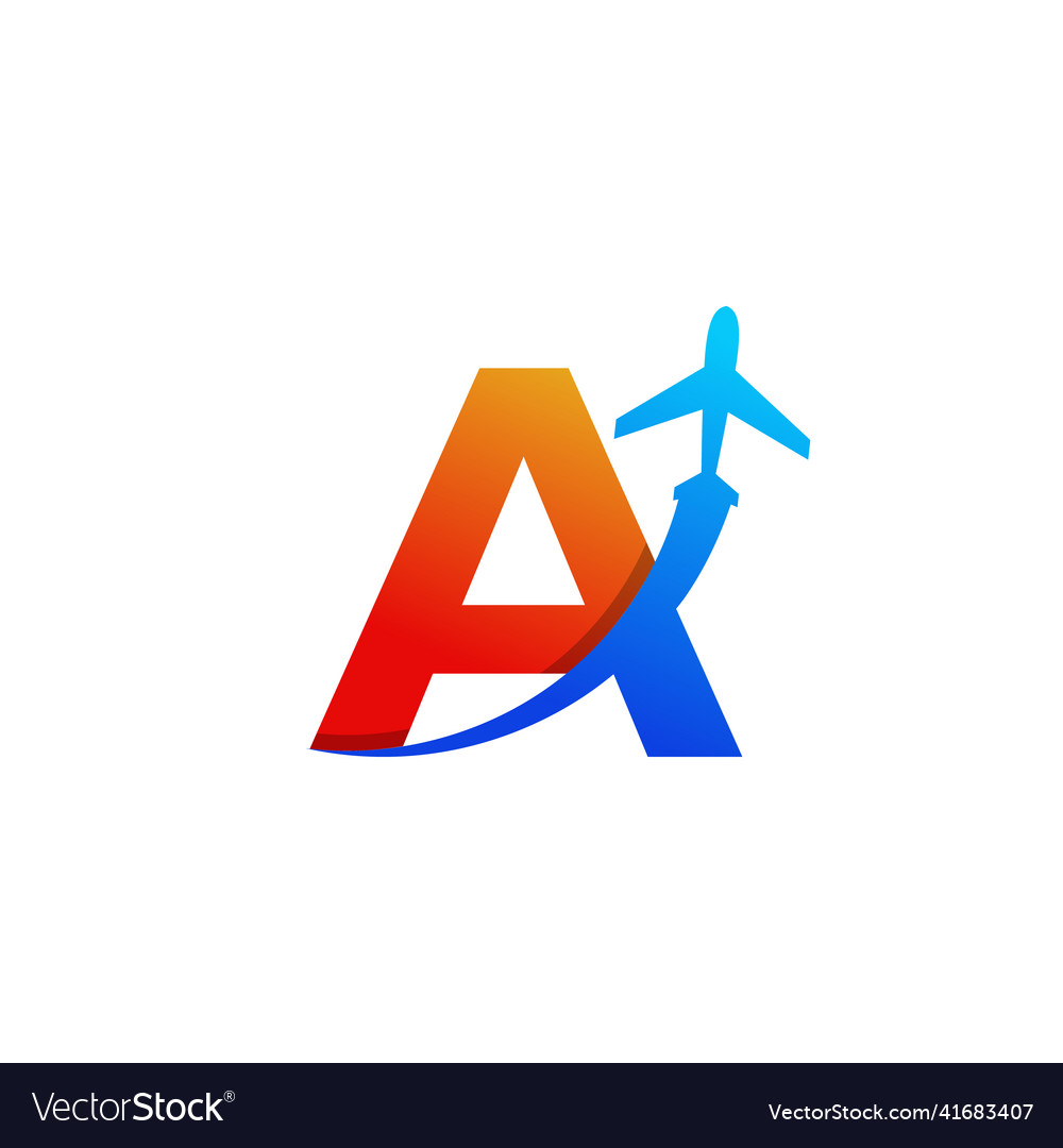 Initial letter a travel with airplane flight logo Vector Image