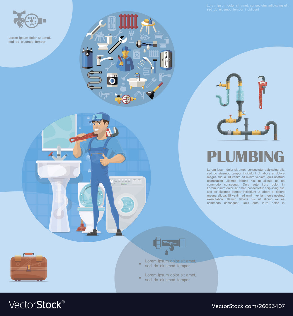 Plumbing colorful template Royalty Free Vector Image