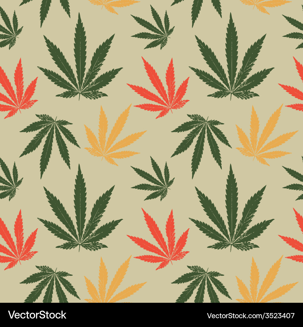 Seamless Pattern Cannabis Leaf Royalty Free Vector Image