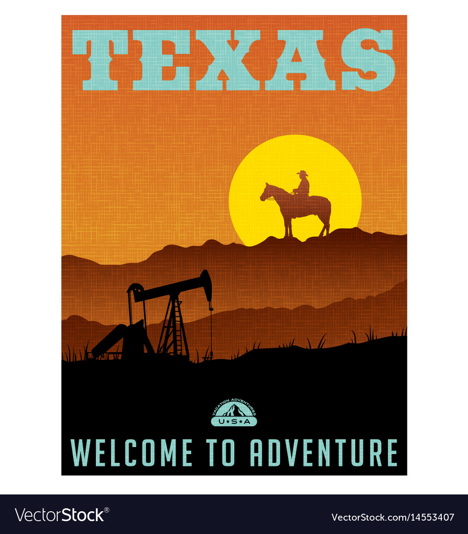 Texas travel poster or sticker Royalty Free Vector Image