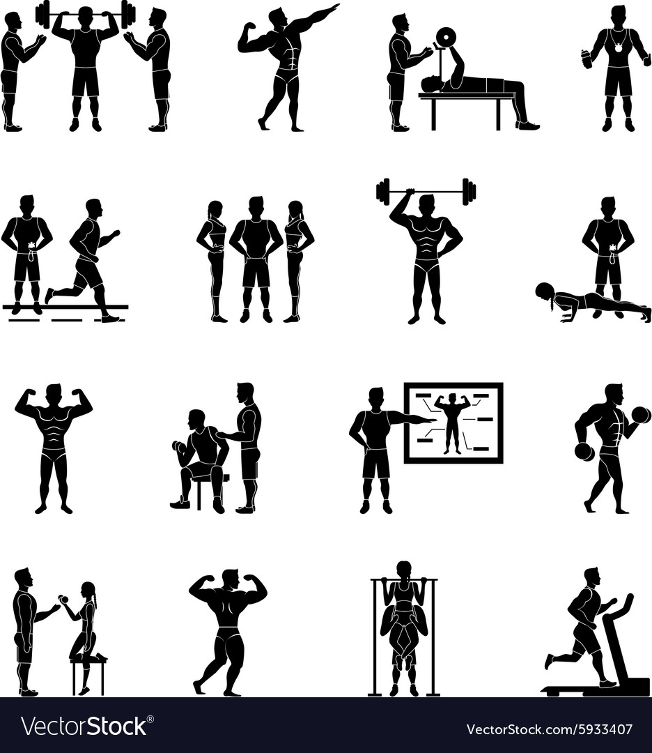 Trainer White And Black Set Royalty Free Vector Image