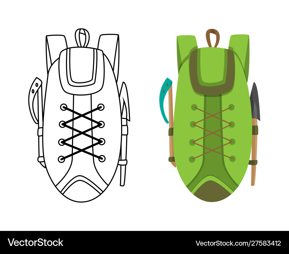 Colorful camping backpack in flat design Vector Image