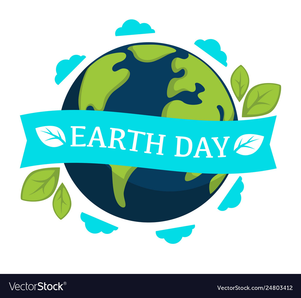 Earth day isolated icon planet and plant leaves Vector Image