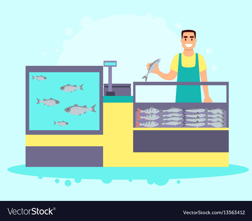 Fish store interior Royalty Free Vector Image VectorStock