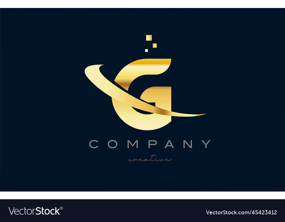 Gold golden g alphabet letter logo icon design