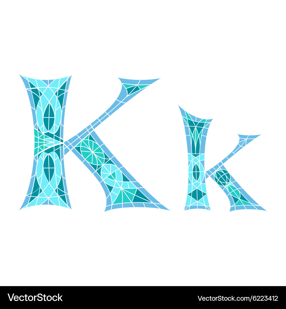 Low poly letter k in blue mosaic polygon Vector Image