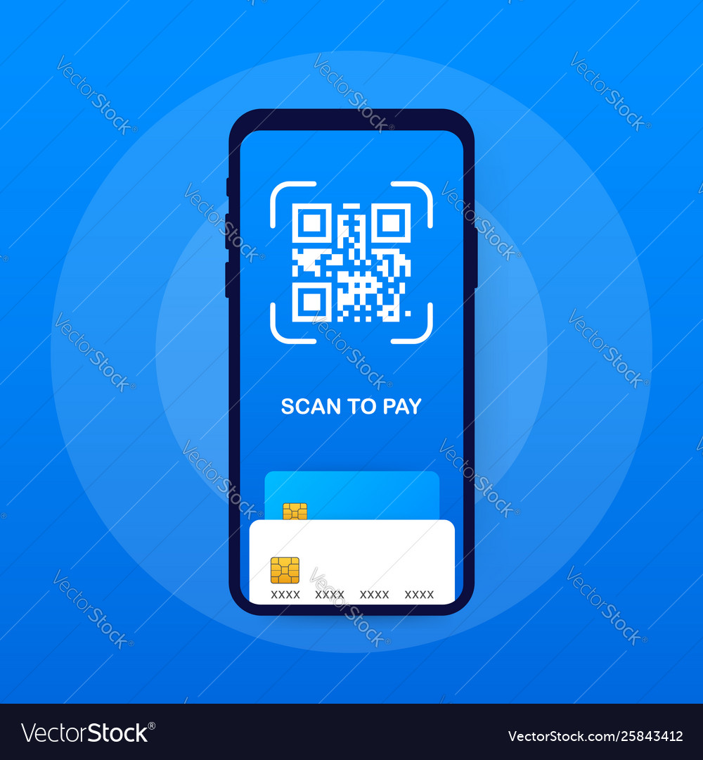 Scan to pay smartphone qr code on paper Royalty Free Vector