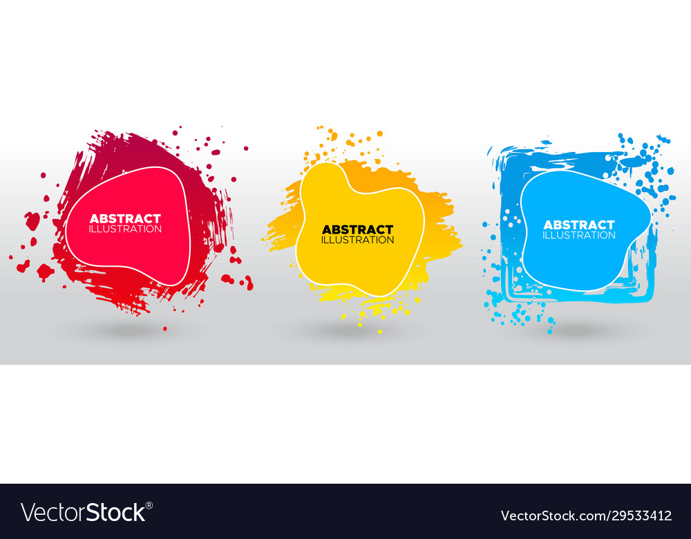 Set modern abstract banners ink style shapes