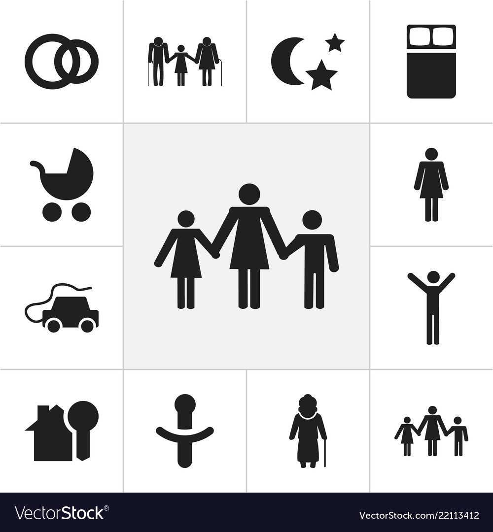 Set of 12 editable folks icons includes symbols