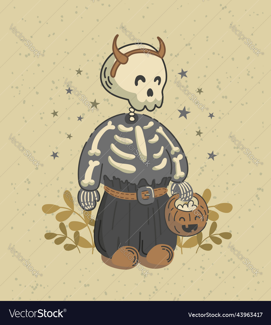 Adorable baby skeleton goes begging for candy