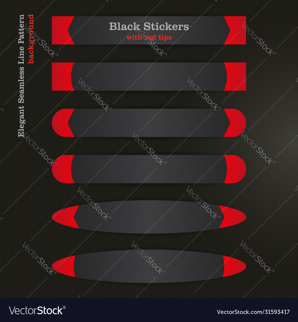 Black banner sticker with red left and right tips vector image Black banner sticker with red left and right tips