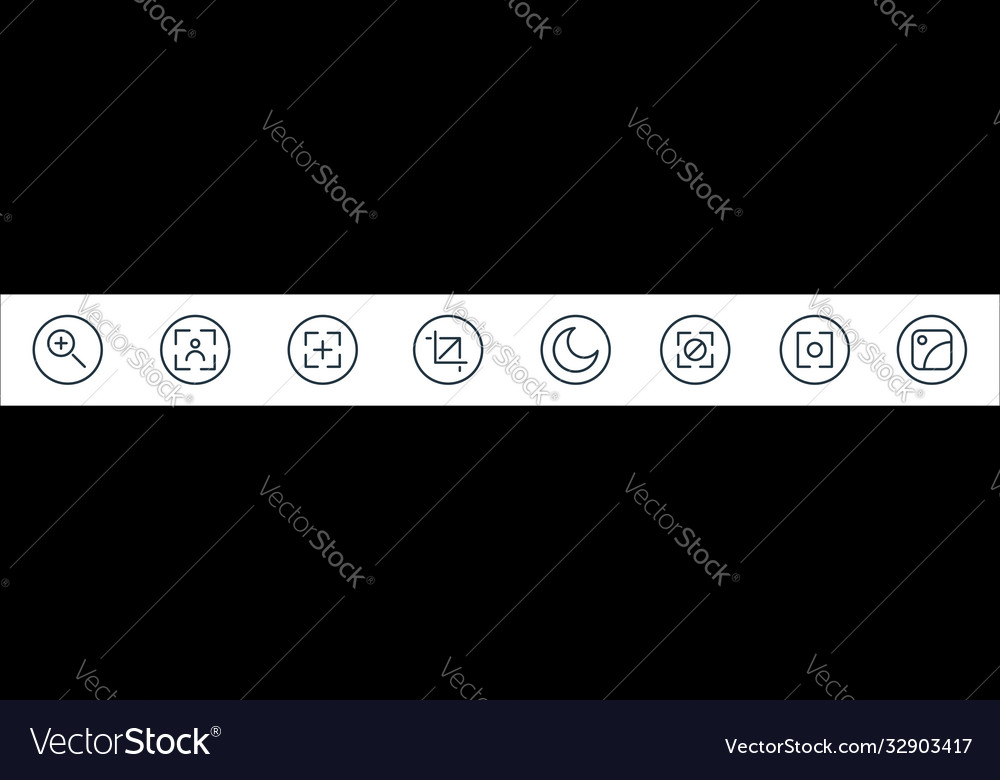 Camera line icons linear set quality