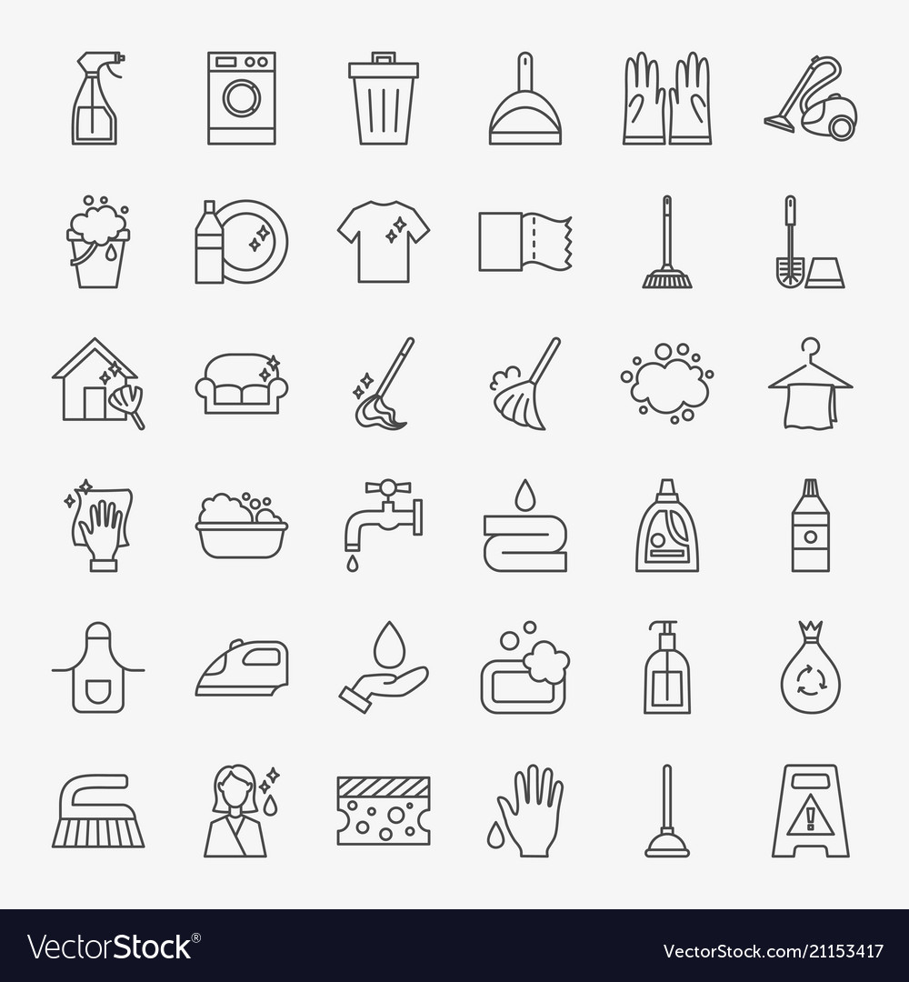 Set home cleaning products housekeeping icons Vector Image