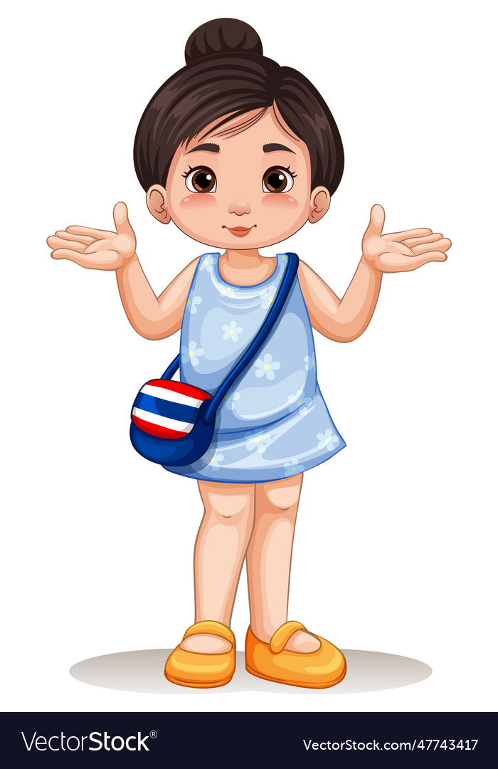 Cute asian thai girl cartoon character