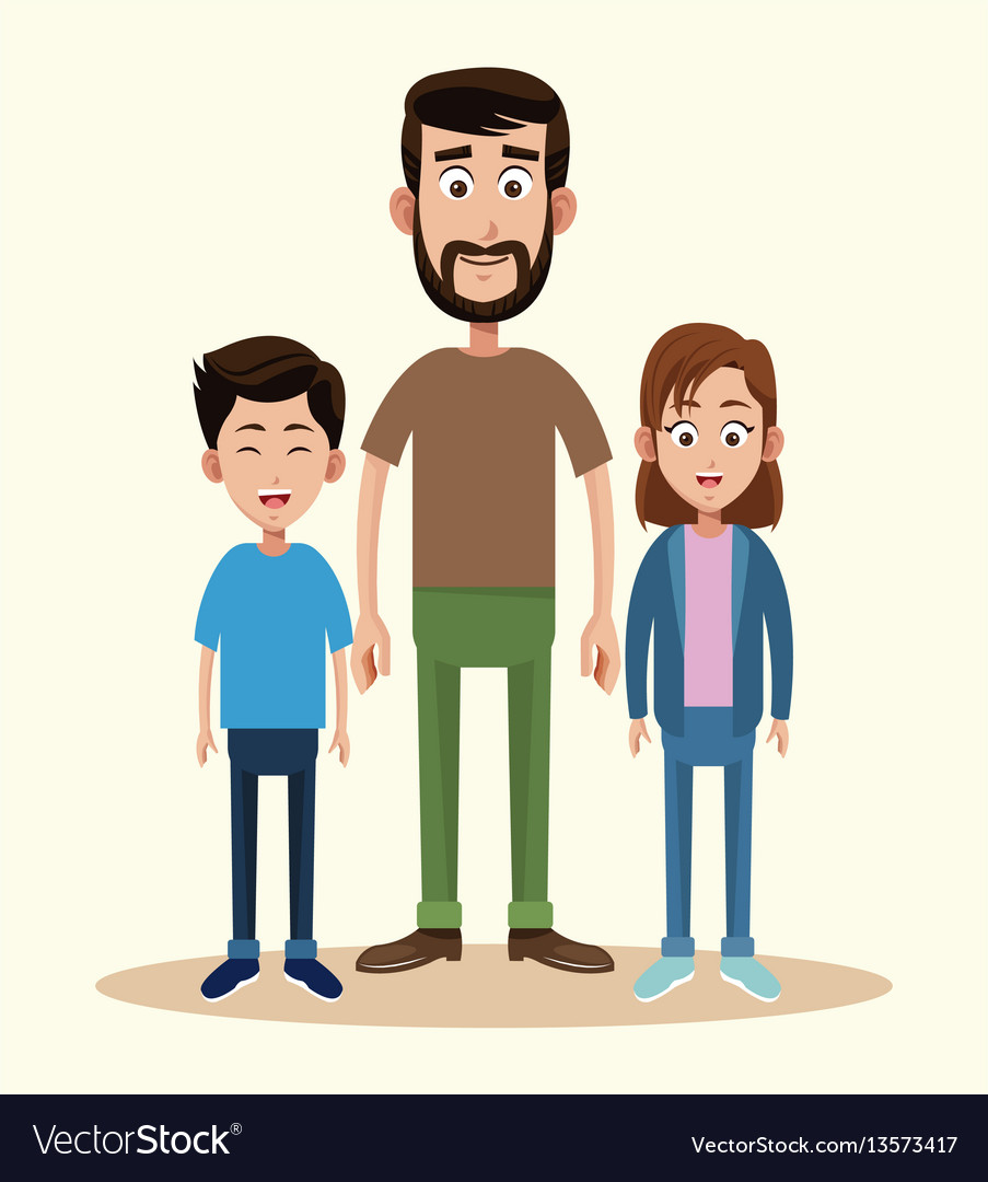 Father with daughter and son together Royalty Free Vector