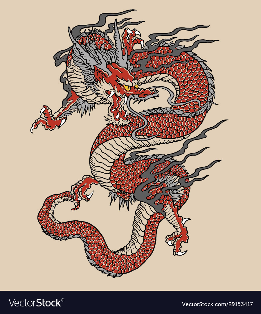 red dragon tattoo Royalty Free Vector Image