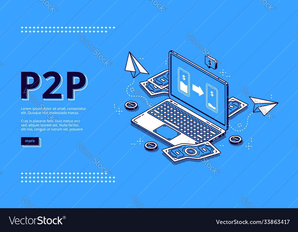P2p Isometric Landing Page Peer To Peer Lending Vector Image P2p Isometric Landing Page Peer To Peer Lending Vector Image