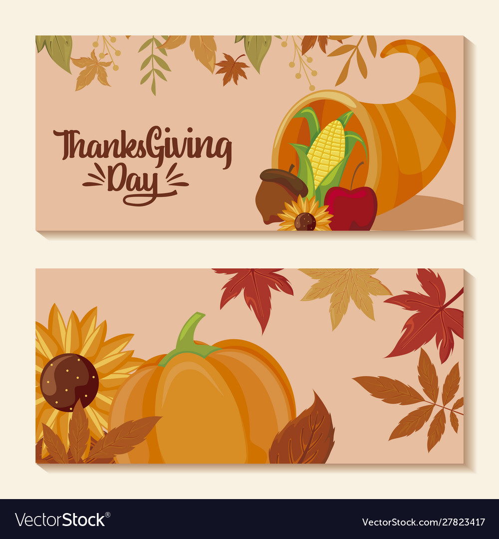 Set cards with label happy thanksgiving