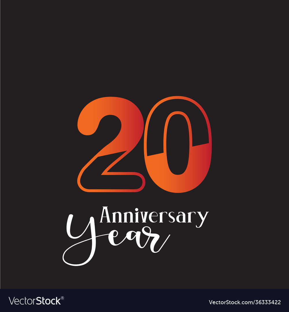 20 Year Anniversary Logo Template Design Vector Image