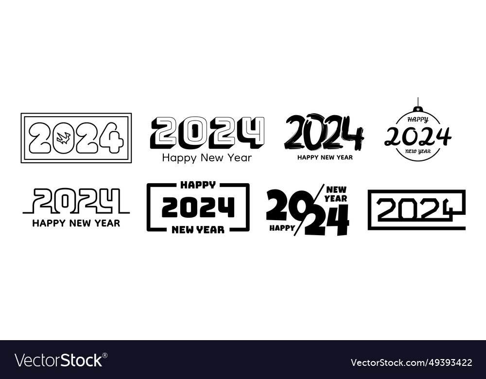 2024 Logo Happy New Year Calendar Chinese Vector Image