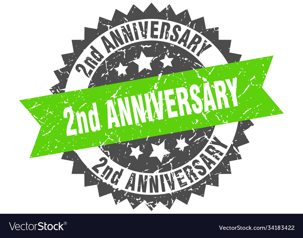 2nd anniversary stamp grunge round sign