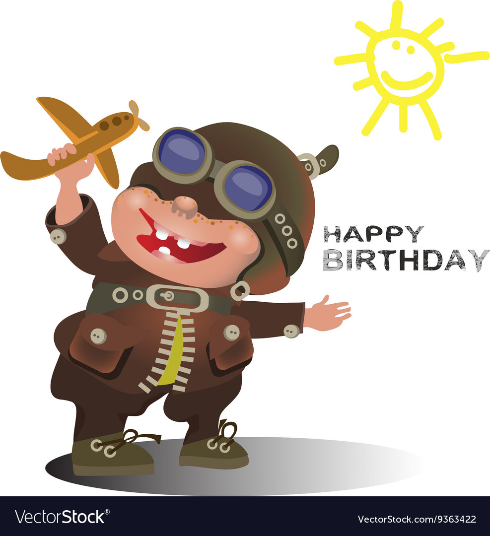 Birthday greetings for pilot Royalty Free Vector Image