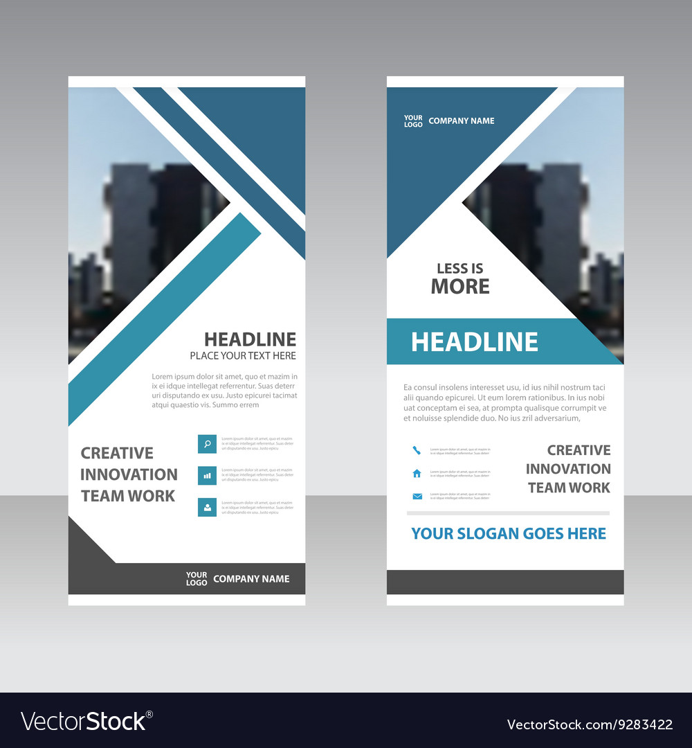 Blue triangle Business Roll Up Banner templates Vector Image