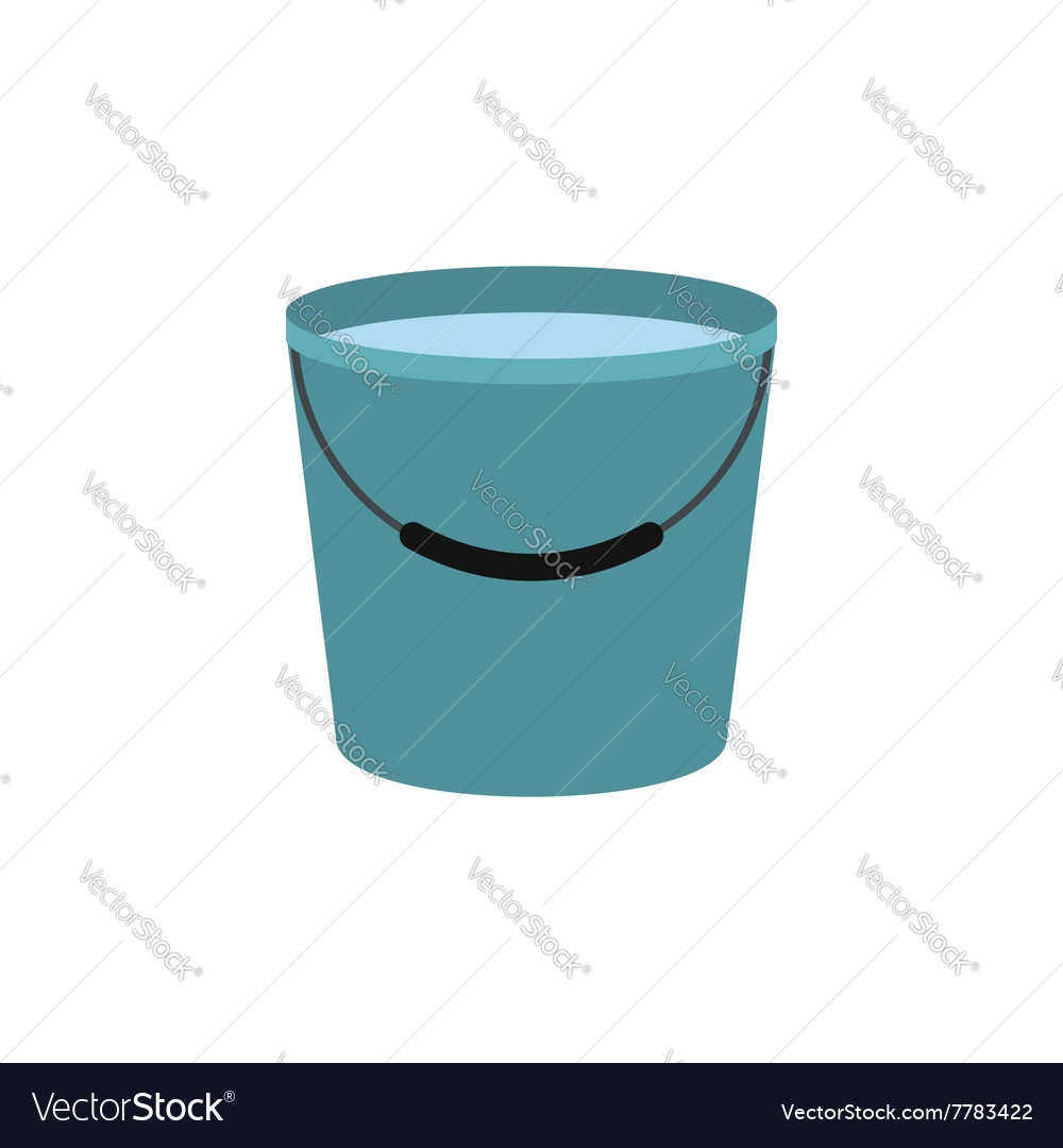 Flat steel water bucket icon Royalty Free Vector Image