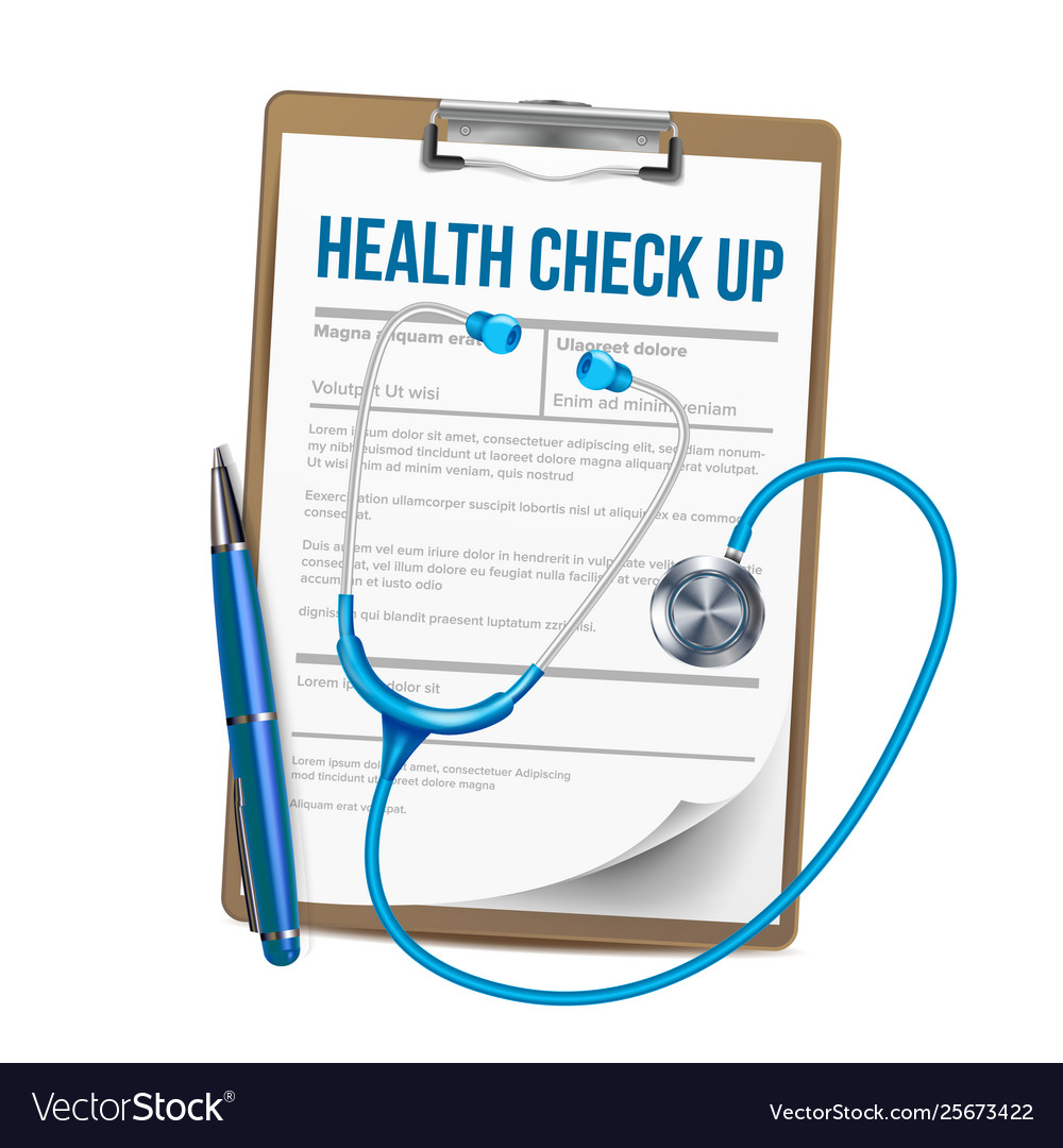 Clipboard with list of health check up Royalty Free Vector
