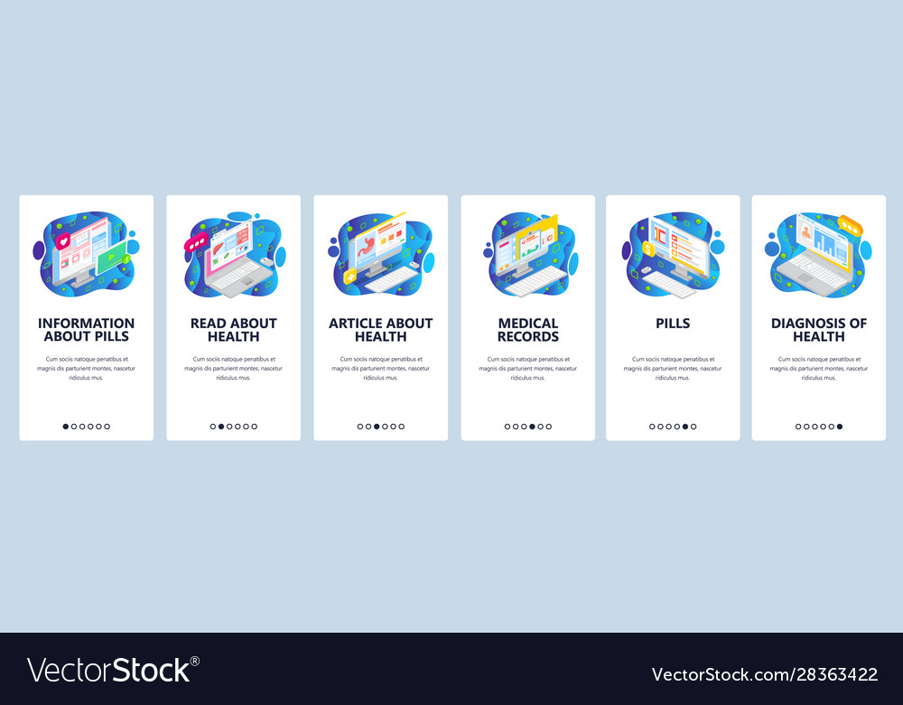 Mobile App Onboarding Screens Health Information Vector Image