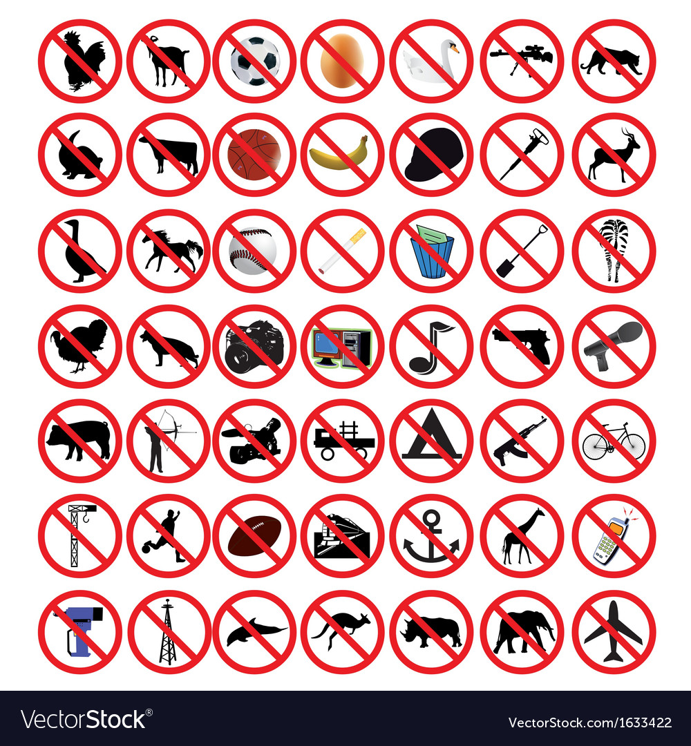 Prohibited Signs Royalty Free Vector Image VectorStock