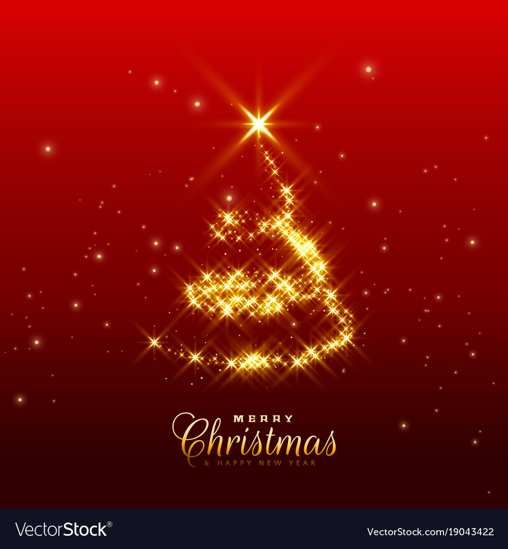 Shiny sparkles christmas tree design Royalty Free Vector