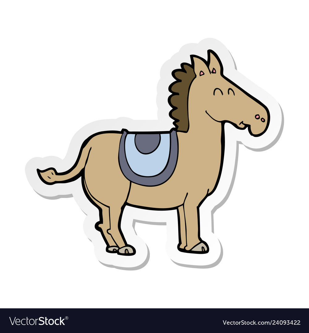 Sticker of a cartoon donkey Royalty Free Vector Image