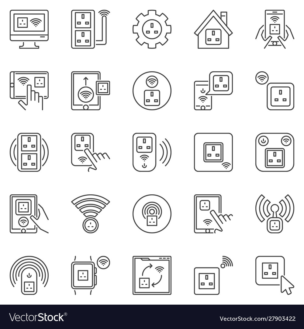 Uk Smart-Sockel-Umriss-Icons-Set